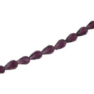Genuine crystal faceted glass beads violet teardrops / 12mm / 33pcs.