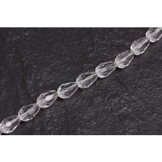 Genuine crystal faceted glass beads transparent teardrops / 12mm / 33pcs.