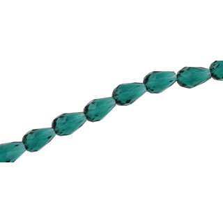 Genuine crystal faceted glass beads dark green teardrops / 12mm / 33pcs.