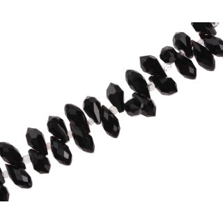 Genuine crystal faceted Glasperlen black(top hole) teardrops / 10mm / 102pcs.