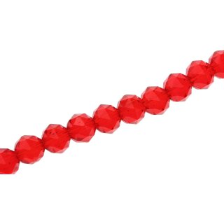 Genuine crystal faceted glass beads red round / 10mm / 34pcs.
