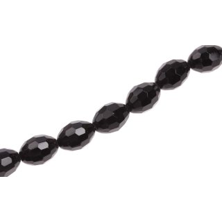 Genuine crystal faceted Glasperlen black  oval / 13mm / 27pcs.