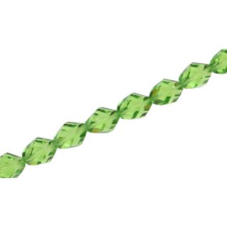 Genuine crystal faceted glass beads green twisted / 13mm / 30pcs.