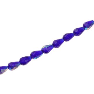 Glass Beads Shiny dark blue teardrops / 10mm / 35pcs.