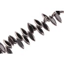 Glass Beads Shiny – black flat oval / 8x20mm / 49pcs.