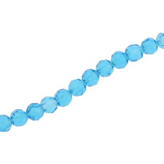 Glass Beads Shiny ocean blue round / 8mm / 52pcs.