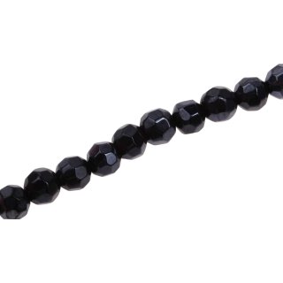 Glass Beads Shiny black round / 8mm / 52pcs.