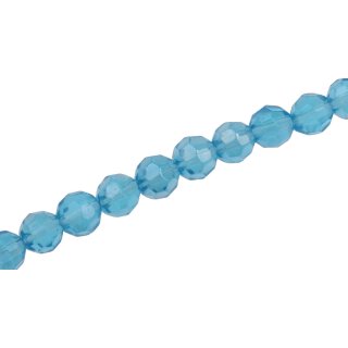 Glass Beads Shiny light blue round / 8mm / 52pcs.
