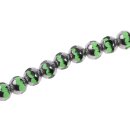 Glass Beads Shiny  w design silver green round / 10mm /...