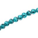 Glass Beads Shiny  w design dark green round / 8mm / 55pcs.