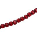 Glass Beads Shiny  w design red   round / 8mm / 56pcs.