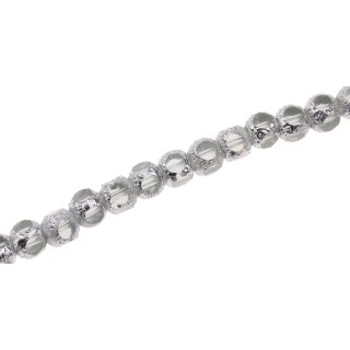 Glass Beads Shiny  w design white round / 8mm / 56pcs.