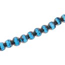 Glass Beads Shiny  w design silver blue round / 8mm / 41pcs.