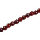 Glass Beads Shiny  w design  gold red round / 8mm / 43pcs.