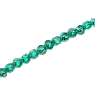 Glass Beads Shiny  w design  green round / 8mm / 56pcs.
