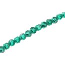 Glass Beads Shiny  w design  green round / 8mm / 56pcs.