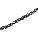 Glass Beads Shiny  w design  dark blue round / 6mm / 72pcs.