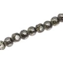 Glass Beads Shiny  w design  green round / 6mm / 72pcs.