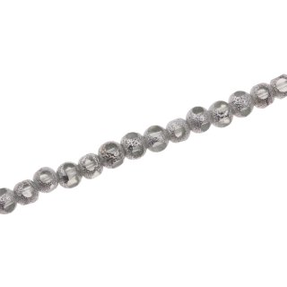 Glass Beads Shiny  w design white round / 6mm / 70pcs.