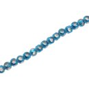 Glass Beads Shiny  w design blue round / 6mm / 66pcs.
