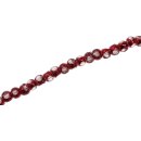 Glass Beads Shiny  w design red   round / 4mm / 94pcs.