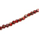 Glass Beads Shiny  w design gold red   round / 6mm / 60pcs.
