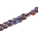 Glass Beads Shiny  w design gold blue square / 8x10mm /...