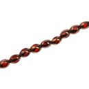 Glass Beads Shiny  w design red gold   oval / 8mm / 43pcs.