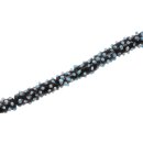 Glass Beads Shiny w design Black blue tube / 13mm / 33pcs.