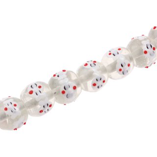 Glass Beads Shiny w  design  transparent round / 20mm / 21pcs.