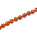 Glass Beads Shiny w  design blue orange round / 12mm /...