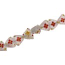 Glass Beads Shiny w design yellow  red white  / 13mm /...