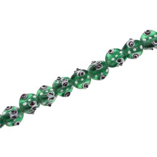 Glasperlen Shiny w design green black white balimbing / 12mm / 32pcs.