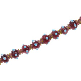 Glass Beads Shiny w design lila blue  / 13mm / 29pcs.
