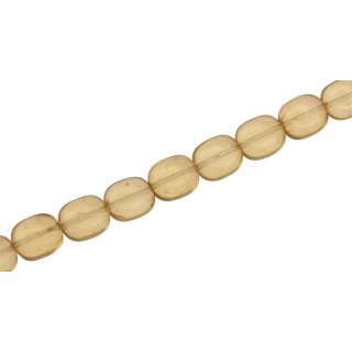 Glass Beads Shiny  Mellow yellow flat oval / 12x10mm / 30pcs.
