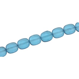 Glass Beads Shiny light blue flat oval / 12x10mm / 30pcs.