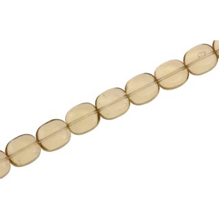 Glass Beads Shiny Mellow yellow flat oval / 13x11mm / 30pcs.