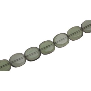 Glass Beads Shiny grey flat oval / 13x11mm / 26pcs.