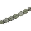 Glass Beads Shiny grey flat oval / 13x11mm / 26pcs.