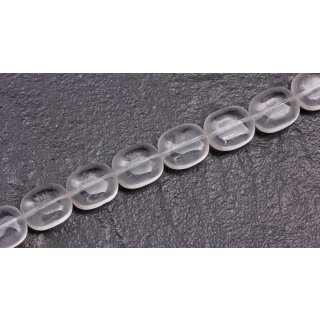 Glass Beads Shiny white flat oval / 13x11mm / 25pcs.