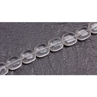 Glass Beads Shiny white flat oval / 13x11mm / 25pcs.