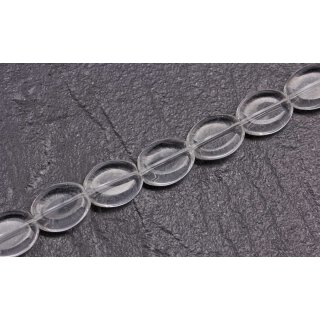 Glass Beads Shiny  transparent flat oval / 16x14mm / 20pcs.