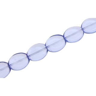 Glass Beads Shiny  light blue flat oval / 17x15mm / 20pcs.