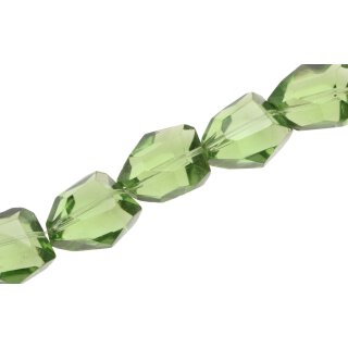 Glass Beads Shiny  green irregular oval / 25mm / 15pcs.