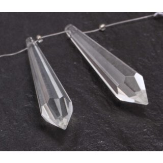 Genuine crystal faceted glass beads transparent teardrops / 80mm / 5pcs.