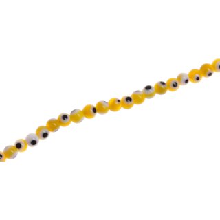 Glass Beads Shiny  Eye design yellow round / 3mm / 98pcs.