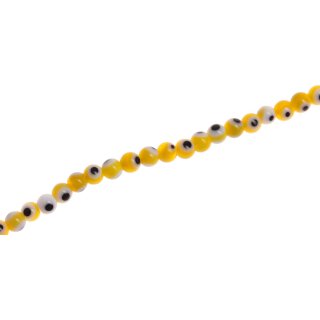 Glasperlen Shiny  Eye design yellow round / 3mm / 98pcs.