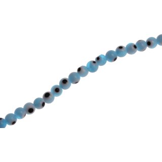 Glass Beads Shiny  Eye design light blue round / 3mm / 98pcs.
