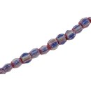 Glass Chevron beads blue red white oval / 8mm / 49pcs.
