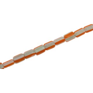 Glass Chevron beads grey white tube rounded / 11mm / 40pcs.